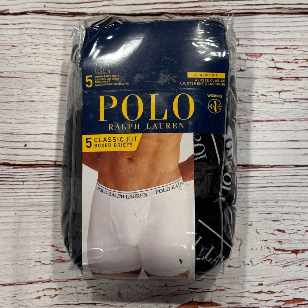 NWT Polo Ralph Lauren Men's 5-Pack Classic Cotton Boxer Briefs Gray/Black Sz S - Picture 2 of 5
